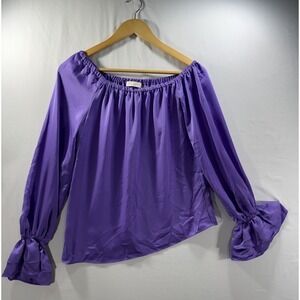 Ramy Brook New York Purple Off Shoulder Blouse XXS 100% Polyester Balloon Sleeve